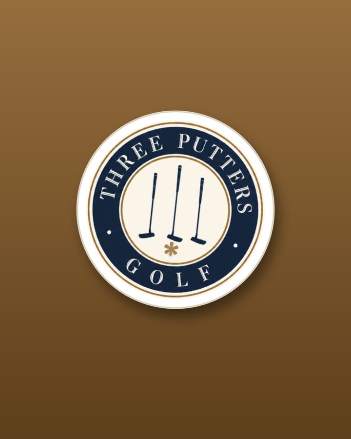 Club Seal decal — circular die-cut sticker of the Three Putters Golf seal